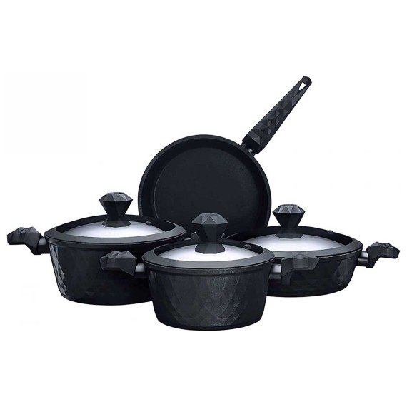 Casserols set FALEZ 15274 BIO-DIAMOND BLACK 7PC 