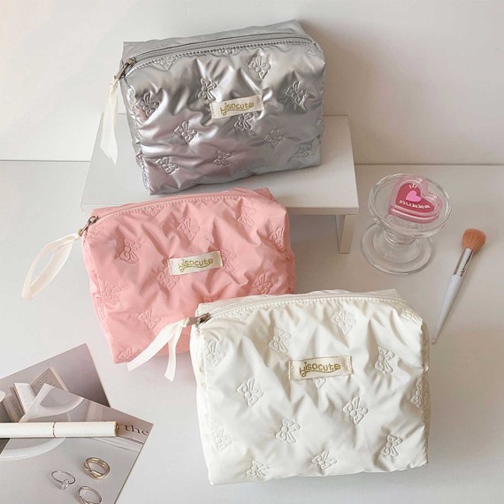 Cosmetic bags XIMI 6941963982443 GIRLISH BOWKNOT GLOSSY PORTABLE LARGE CAPACITY MAKEUP BAG (982443)