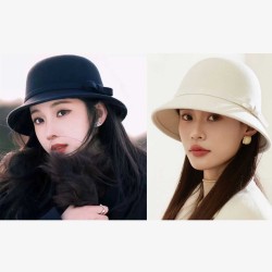 Winter hats XIMI 6941963983693 ELEGANT BOWKNOT BOWLER HAT (WHITE) (983693)