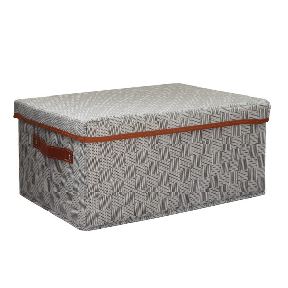 Պահեստավորման տուփ XIMI 6941963992381 CHECKERBOARD STORAGE BOX WITH LID M (GREY) (992381)
