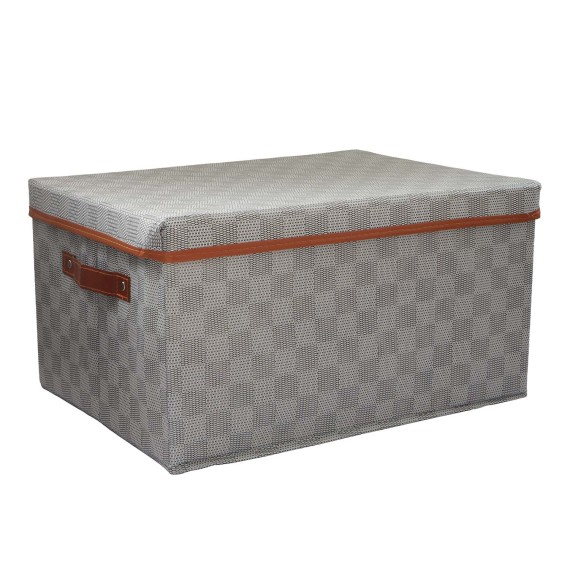 Ящик для хранения XIMI 6941963992398 CHECKERBOARD STORAGE BOX WITH LID L (GREY) (992398)
