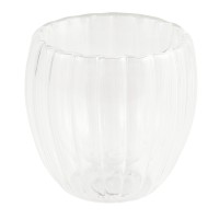 Mugs XIMI 6941963992640 230ML/7.78FL.OZ. STRIPED EGG-SHAPED DOUBLE-LAYER GLASS CUP (CLEAR) (992640)