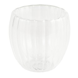 Mugs XIMI 6941963992640 230ML/7.78FL.OZ. STRIPED EGG-SHAPED DOUBLE-LAYER GLASS CUP (CLEAR) (992640)