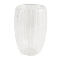 Mugs XIMI 6941963992664 400ML/13.53FL.OZ. STRIPED EGG-SHAPED DOUBLE-LAYER GLASS CUP (CLEAR) (992664)