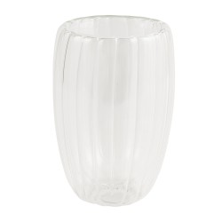 Mugs XIMI 6941963992664 400ML/13.53FL.OZ. STRIPED EGG-SHAPED DOUBLE-LAYER GLASS CUP (CLEAR) (992664)