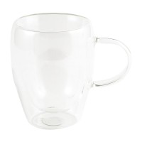 Mugs XIMI 6941963992695 340ML/11.50FL.OZ. SIMPLE DOUBLE-LAYER GLASS CUP WITH HANDLE(CLEAR) (992695)
