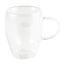 Mugs XIMI 6941963992695 340ML/11.50FL.OZ. SIMPLE DOUBLE-LAYER GLASS CUP WITH HANDLE(CLEAR) (992695)