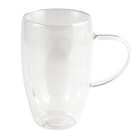 Mugs XIMI 6941963992701 450ML/15.22FL.OZ. SIMPLE DOUBLE-LAYER GLASS CUP WITH HANDLE(CLEAR) (992701)