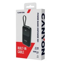 Внешние зарядные устройства CANYON OnPower 101 10000mAh Bulit-in Cable PD 22.5W (Black) (CNS-CPB101BK)