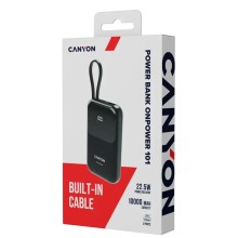 Արտաքին սնուցման մարտկոց CANYON OnPower 101 10000mAh Bulit-in Cable PD 22.5W (Black) (CNS-CPB101BK)