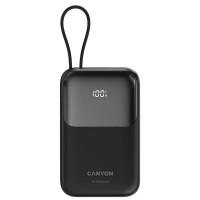 Внешние зарядные устройства CANYON OnPower 101 10000mAh Bulit-in Cable PD 22.5W (Black) (CNS-CPB101BK)
