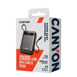 Արտաքին սնուցման մարտկոց CANYON OnPower 204 20000mAh Bulit-in Cable  PD 20W (Black) (CNS-CPB204B)