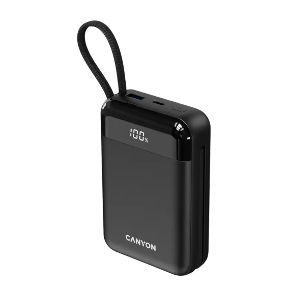Внешние зарядные устройства CANYON OnPower 204 20000mAh Bulit-in Cable  PD 20W (Black) (CNS-CPB204B)