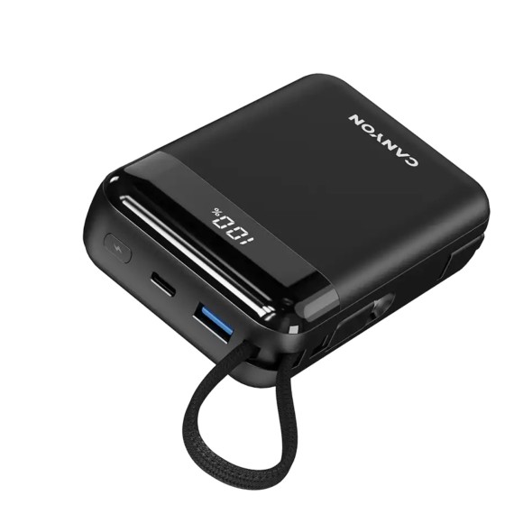Внешние зарядные устройства CANYON OnPower 204 20000mAh Bulit-in Cable  PD 20W (Black) (CNS-CPB204B)