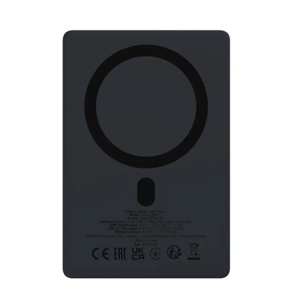 Внешние зарядные устройства CANYON OnPower 511 10000mAh Wireless PD 20W (Aluminium Black) (CNS-CPB511B)