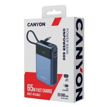 Արտաքին սնուցման մարտկոց CANYON OnPower 600 20000mAh Bulit-in Cable PD 65W (Dark Gray) (CNS-CPB600DG)