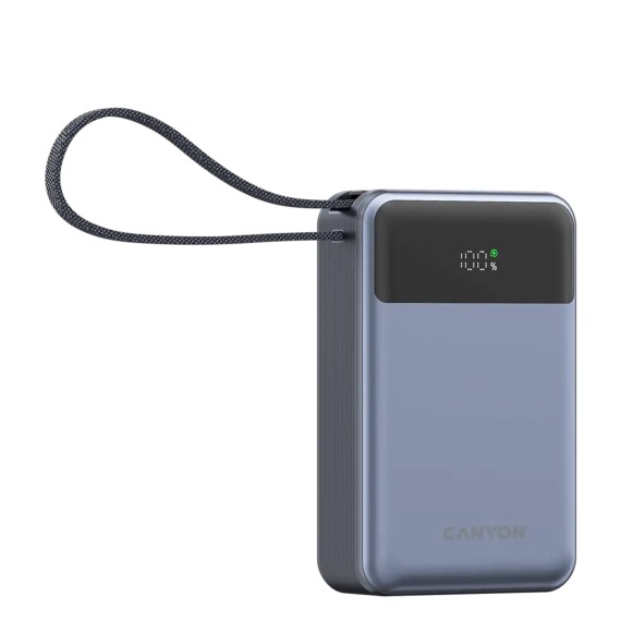 Внешние зарядные устройства CANYON OnPower 600 20000mAh Bulit-in Cable PD 65W (Dark Gray) (CNS-CPB600DG)