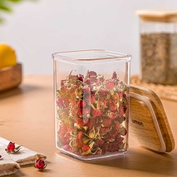 Банка LIMON 219859 RECT. SARINA W/LID WOOD 400ML (908282) 