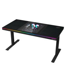 Խաղային համակարգչի սեղան LORGAR Elite DE90W Dual-Motor Bulit-in PC Case Wrls.Charger RGB (Melamine Black) (LRG-DE90W)