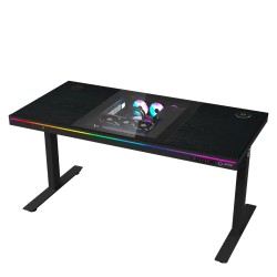 Խաղային համակարգչի սեղան LORGAR Elite DE90W Dual-Motor Bulit-in PC Case Wrls.Charger RGB (Melamine Black) (LRG-DE90W)