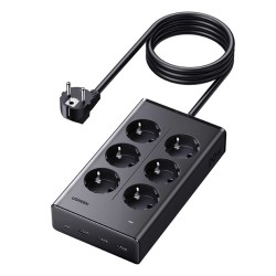 Հոսանքի երկարացման լար UGREEN 6-outlet power strip with 3x USB-A 1x USB-C 20W 1.5m (Black) (75141)