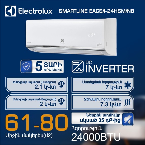 Air conditioner ELECTROLUX SMARTLINE EACS/I-24HSM/N8 