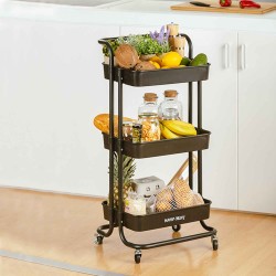 Кухонная тележка NAVA 10-170-060 3 TIERS TROLLEY METAL BLACK W/HANDLE 