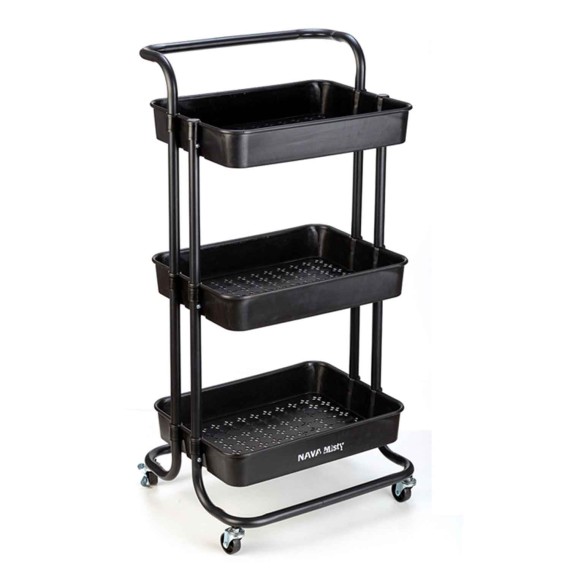 Кухонная тележка NAVA 10-170-060 3 TIERS TROLLEY METAL BLACK W/HANDLE 
