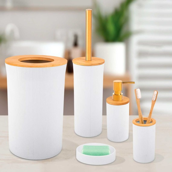 Набор для ванной LIMON 239259 SET 6PCS WITH BAMBOO BORDER (910087)