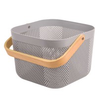 Ящики и карзины LIMON 242359 METAL GREY WITH WOOD HANDLE (910735)