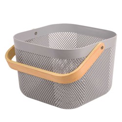 Ящики и карзины LIMON 242359 METAL GREY WITH WOOD HANDLE (910735)