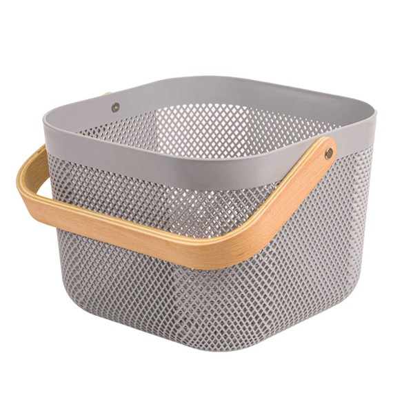 Ящики и карзины LIMON 242359 METAL GREY WITH WOOD HANDLE (910735)