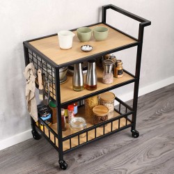 Kitchen cart KESPER 27860 METAL BLACK SERVING TROLLEY 