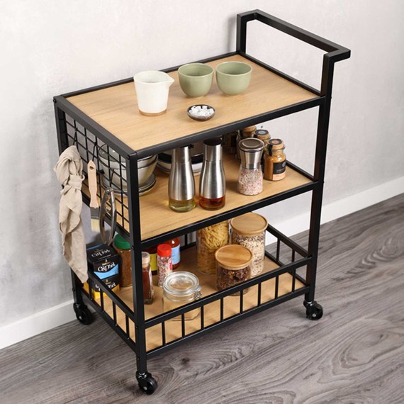 Խոհանոցային սայլակ KESPER 27860 METAL BLACK SERVING TROLLEY 