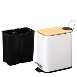 Ведро KESPER 90175 METAL WITH BAMBOO LID 5L WHITE 
