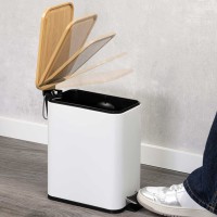 Ведро KESPER 90175 METAL WITH BAMBOO LID 5L WHITE 