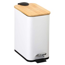 Ведро KESPER 90175 METAL WITH BAMBOO LID 5L WHITE 