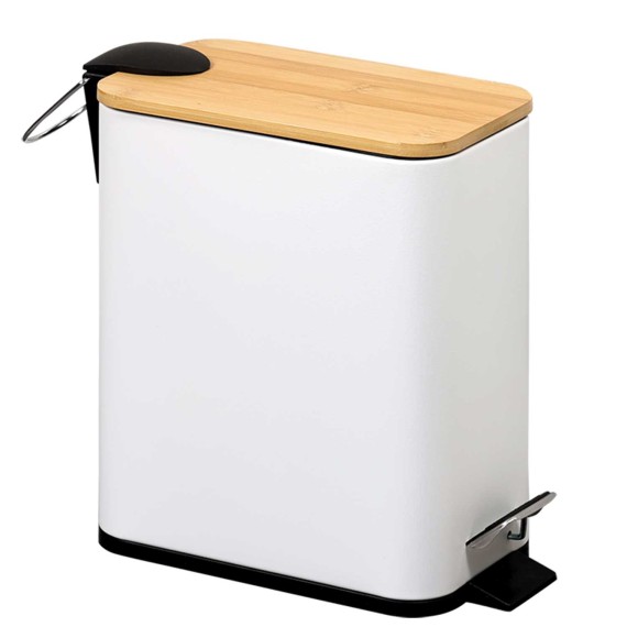Ведро KESPER 90175 METAL WITH BAMBOO LID 5L WHITE 