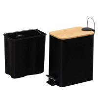 Ведро KESPER 90176 METAL WITH BAMBOO LID 5L BLACK 