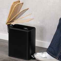 Ведро KESPER 90176 METAL WITH BAMBOO LID 5L BLACK 