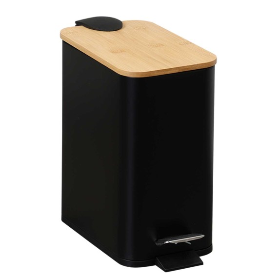 Ведро KESPER 90176 METAL WITH BAMBOO LID 5L BLACK 