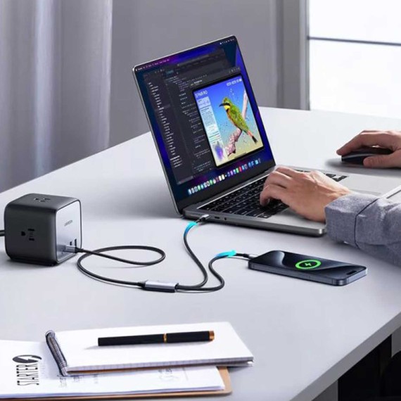 Cable UGREEN 2-in-1 USB-C to USB-C Y Splitter Cable 100W PD 5A Max 1.5m (35087)