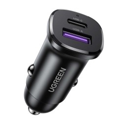 Car adapter UGREEN EC305 CAR CHARGER 30W 2-Port USB-C USB-A (Black) (25845)