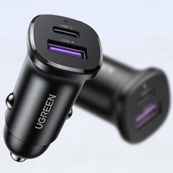 Car adapter UGREEN EC305 CAR CHARGER 30W 2-Port USB-C USB-A (Black) (25845)