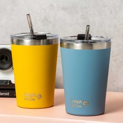 Termos NAVA 10-262-111 S.STEEL WE CARE TRAVEL MUG W/STRAW BLUE 450ML 