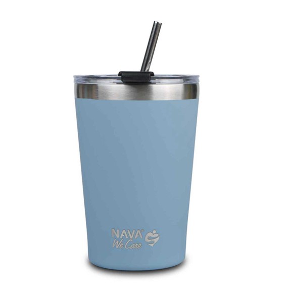 Термос NAVA 10-262-111 S.STEEL WE CARE TRAVEL MUG W/STRAW BLUE 450ML 