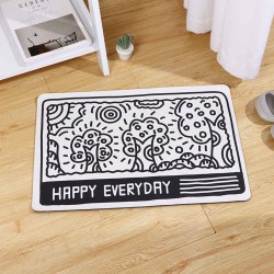 Rugs XIMI 6936706479236 GRAFFITI TREE FLUFFY FLOOR MAT (BLACK-WHITE) (479236)