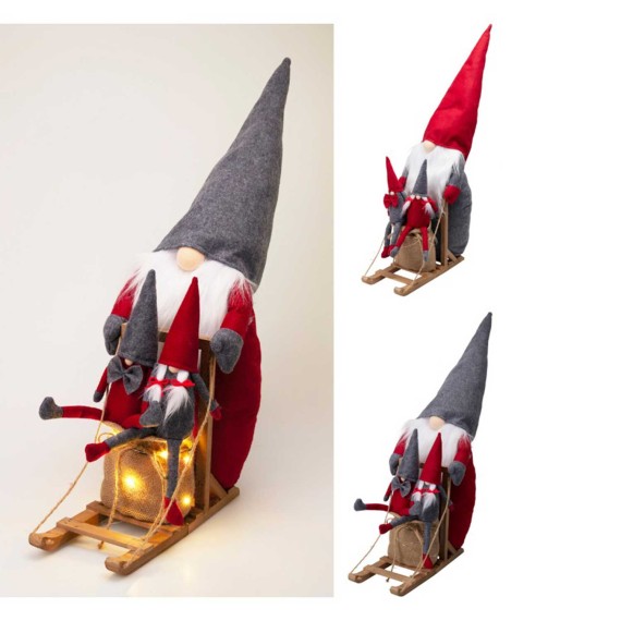 Новогодные декоративные аксессуары KOOPMAN GNOME ON SLAD 50CM LED 2ASS (625869) (ASK007020)
