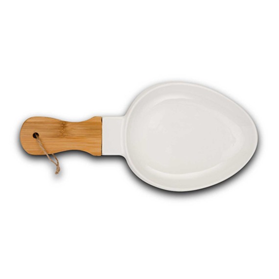 Plate NAVA 10-263-017 TERRESTRIAL WHITE W/BAMBOO HANDLE 32/18CM 