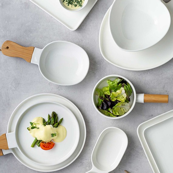 Plate NAVA 10-263-017 TERRESTRIAL WHITE W/BAMBOO HANDLE 32/18CM 